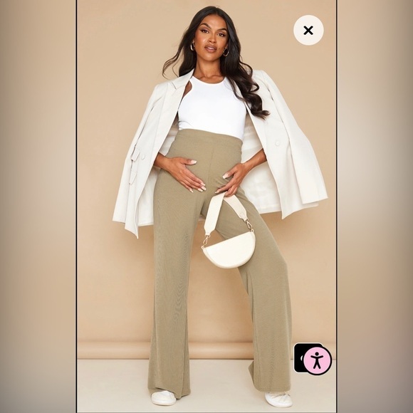 High Waisted Luxe Knit Split Hem Pants - Picture 2 of 10